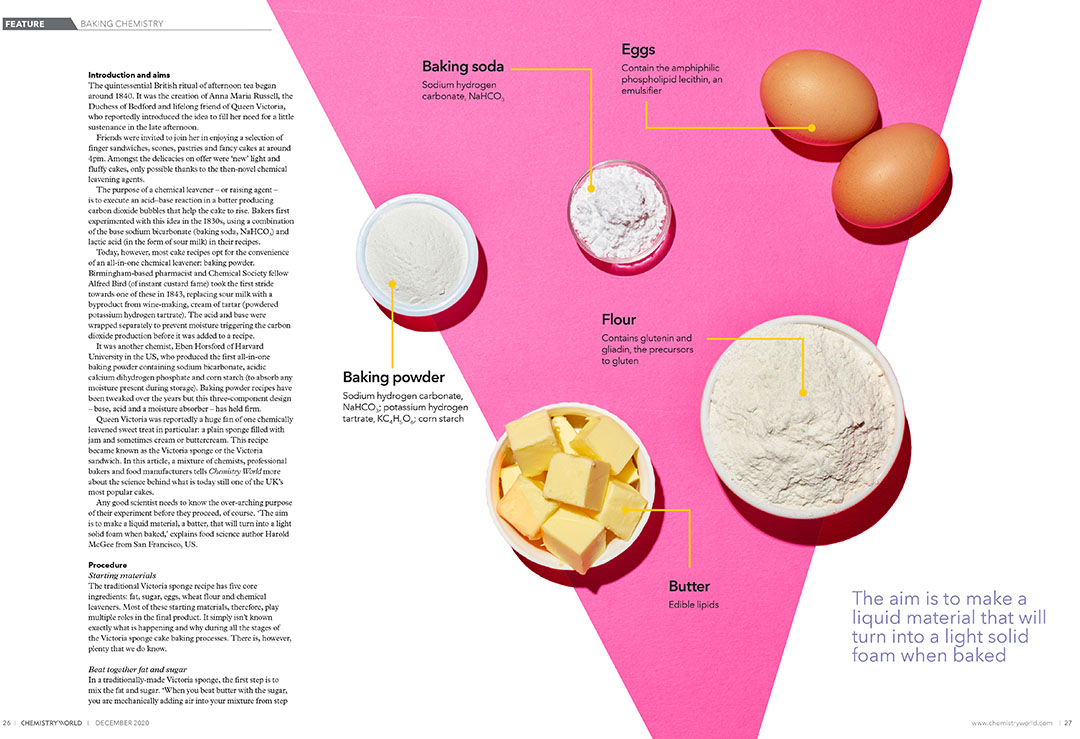 Magazine article on food ingredients with abstract food photography